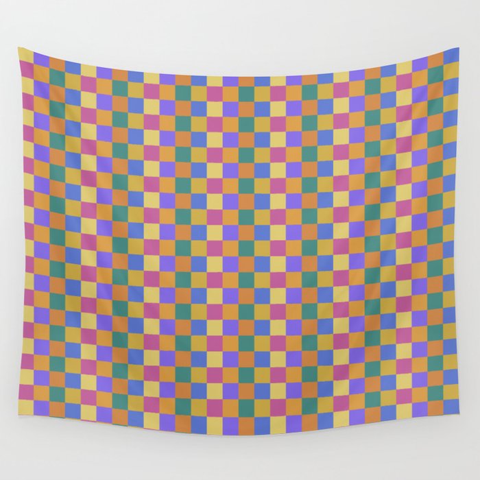 Checkered Multicolor Pattern XXII Colorful Bright Wall Tapestry Gallery Image 4