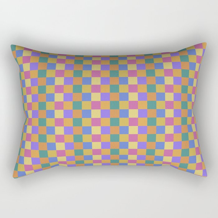 Checkered Multicolor Pattern XXII Colorful Bright Rectangular Pillow Gallery Image 2