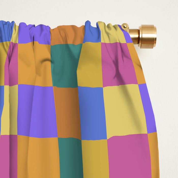 Checkered Multicolor Pattern XXII Colorful Bright Window Curtain Gallery Image 2