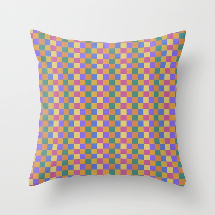 Checkered Multicolor Pattern XXII Colorful Bright Throw Pillow Gallery Image 6
