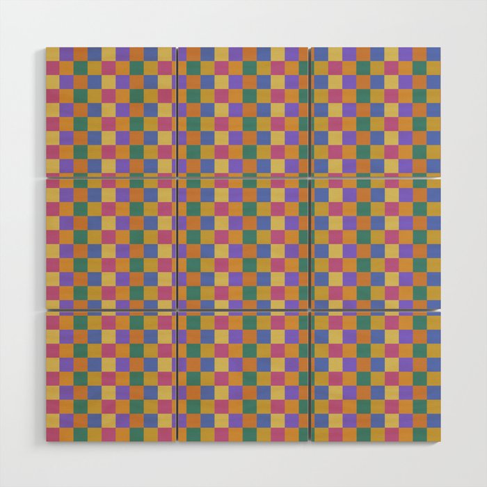 Checkered Multicolor Pattern XXII Colorful Bright Wood Wall Art Gallery Image 1