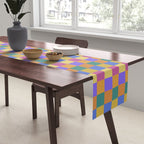 Checkered Multicolor Pattern XXII Colorful Bright Table Runner Gallery Image 2