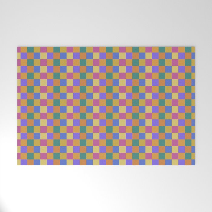 Checkered Multicolor Pattern XXII Colorful Bright Welcome Mat Gallery Image 1