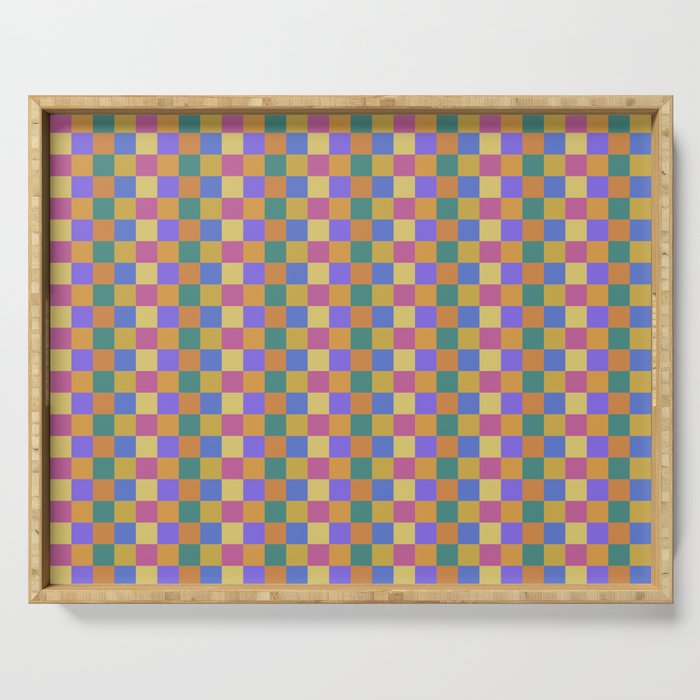 Checkered Multicolor Pattern XXII Colorful Bright Serving Tray Gallery Image 1
