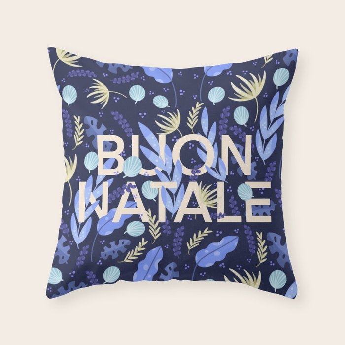 Buon Natale in blue Throw Pillow Gallery Image 6