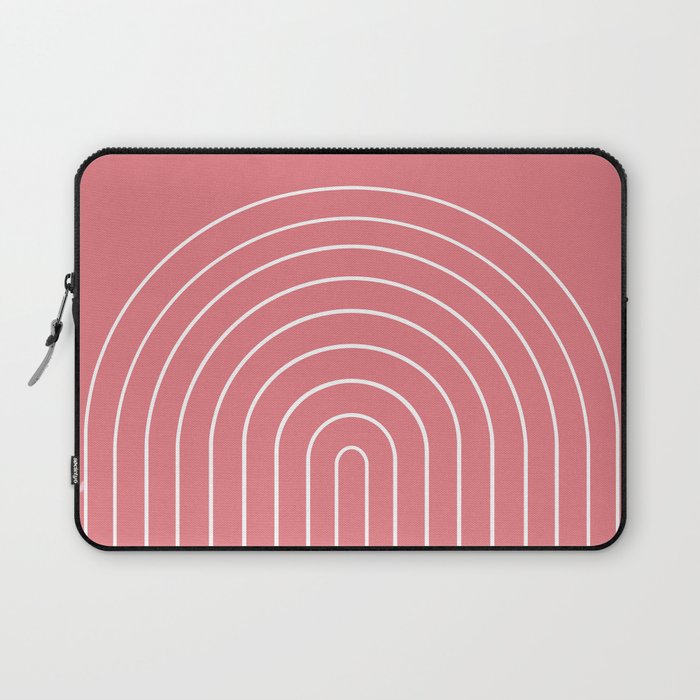 Minimal Arch XXIX Coral Pink Modern Geometric Lines Laptop Sleeve Gallery Image 1