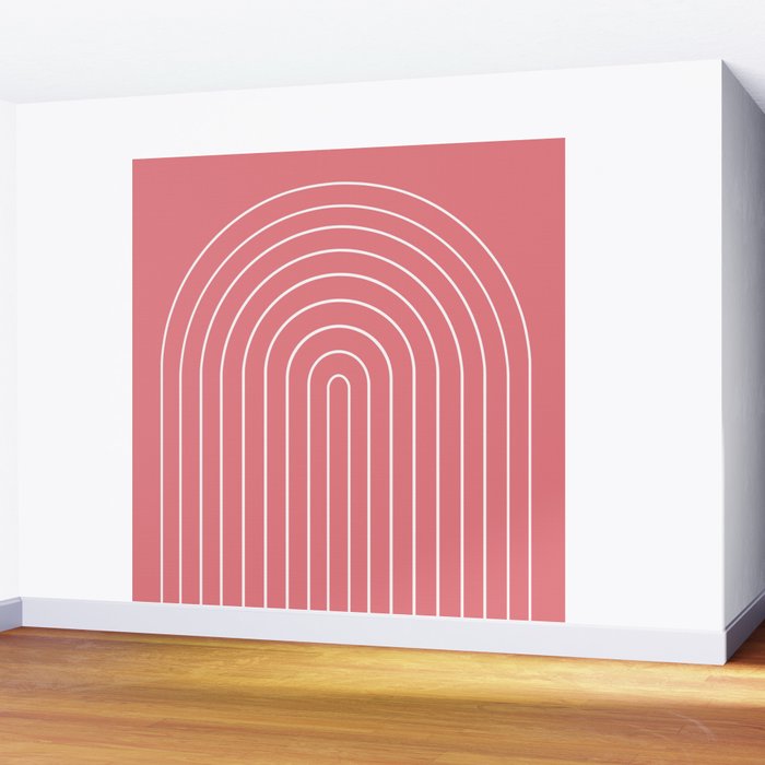 Minimal Arch XXIX Coral Pink Modern Geometric Lines Wall Mural Gallery Image 2
