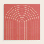 Minimal Arch XXIX Coral Pink Modern Geometric Lines Wood Wall Art Gallery Image 1