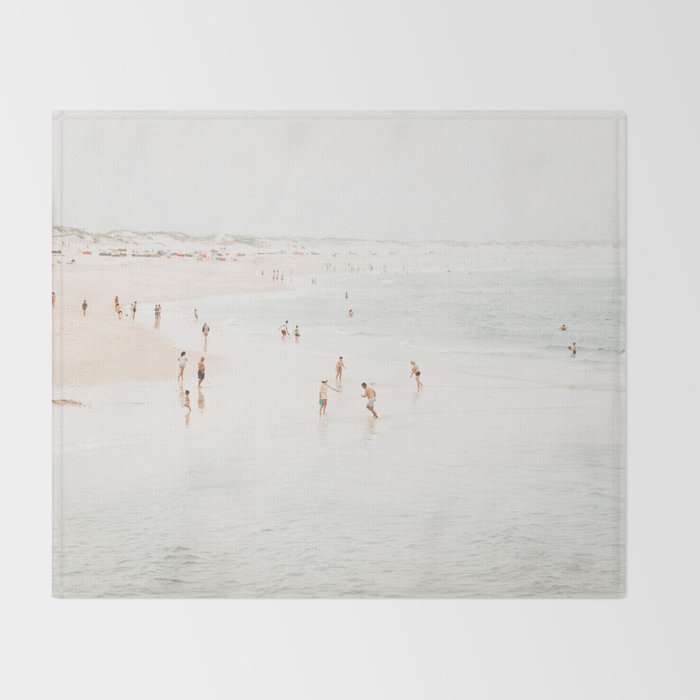 At the Beach 15 - Beach Print - Minimal Beach - People - Ocean - Sea Travel photography  Throw Blanket Gallery Image 2