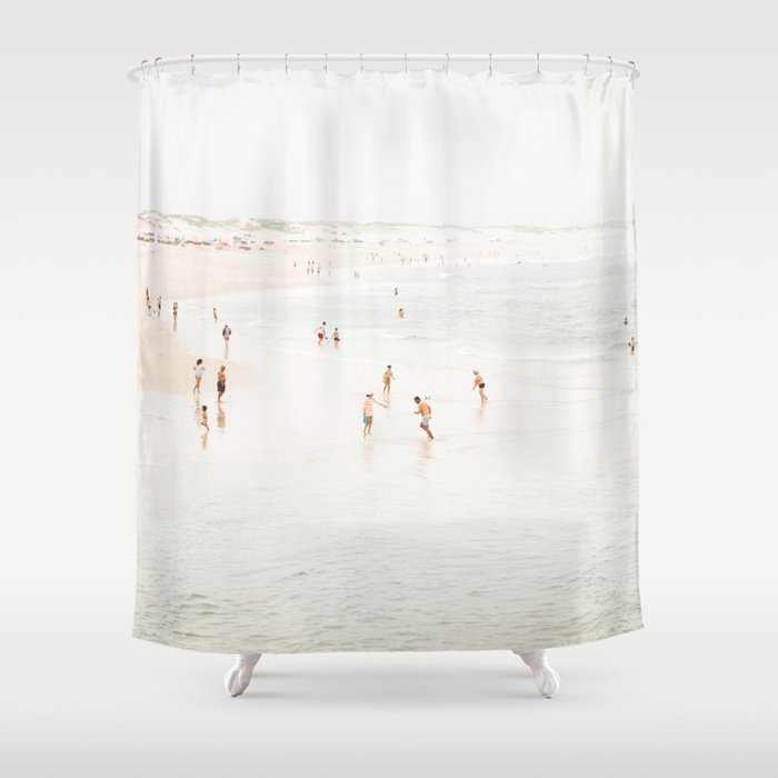 At the Beach 15 - Beach Print - Minimal Beach - People - Ocean - Sea Travel photography  Shower Curtain Gallery Image 1