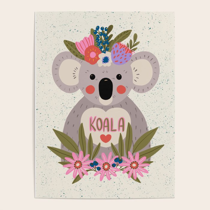 Koala with flowers  Poster Gallery Image 4