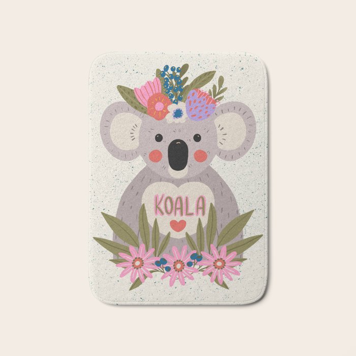 Koala with flowers  Bath Mat Gallery Image 1