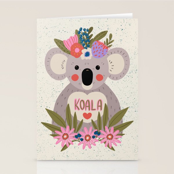 Koala with flowers  Stationery Card Gallery Image 1