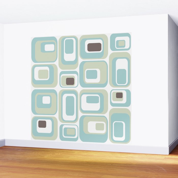 Retro Rectangles Mid Century Modern Geometric Vintage Style Wall Mural Gallery Image 2