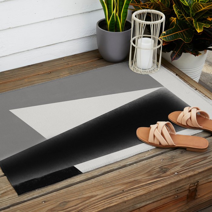 Geometric gray black design Outdoor Rug Gallery Image 2