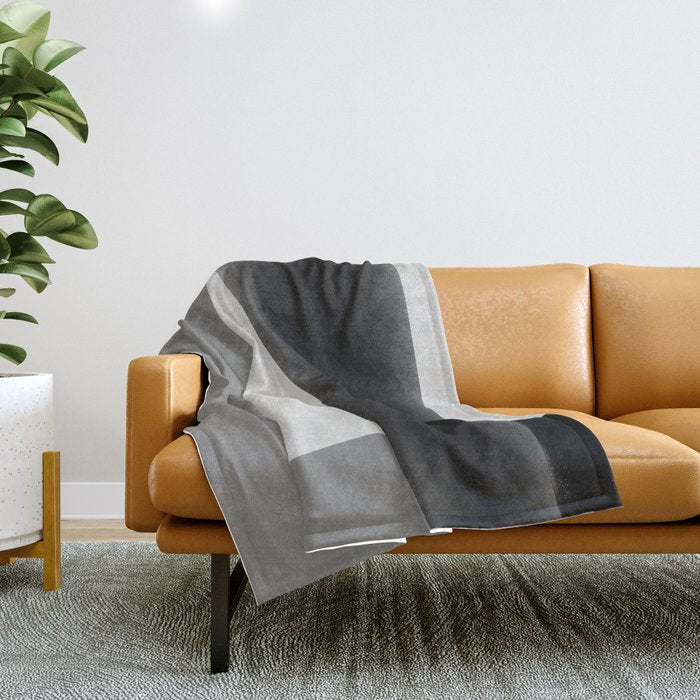 Geometric gray black design Throw Blanket Gallery Image 1
