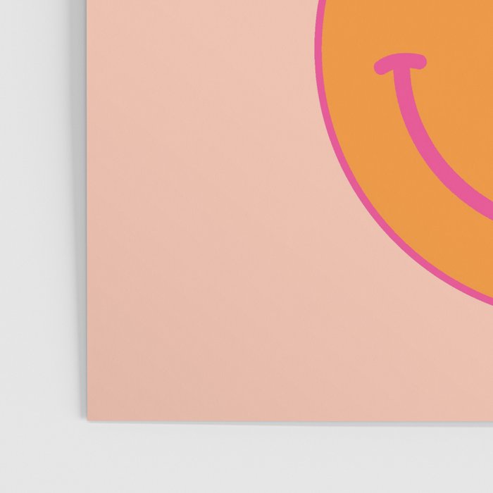 Retro Groovy Smiley Face Poster - Pink and Orange 90s Vibes Poster Gallery Image 3