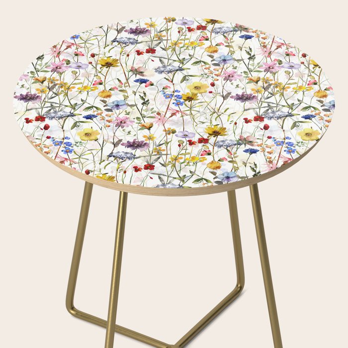 Scandinavian Colorful Midsummer Dried Wildflowers Watercolor Meadow  14 Side Table Gallery Image 2