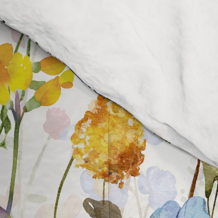 Scandinavian Colorful Midsummer Dried Wildflowers Watercolor Meadow  14 Comforter Gallery Image 4