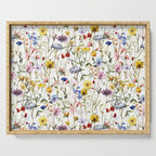 Scandinavian Colorful Midsummer Dried Wildflowers Watercolor Meadow  14 Serving Tray Gallery Image 1