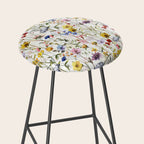 Scandinavian Colorful Midsummer Dried Wildflowers Watercolor Meadow  14 Stool Gallery Image 2