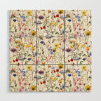 Scandinavian Colorful Midsummer Dried Wildflowers Watercolor Meadow  14 Wood Wall Art Gallery Image 1