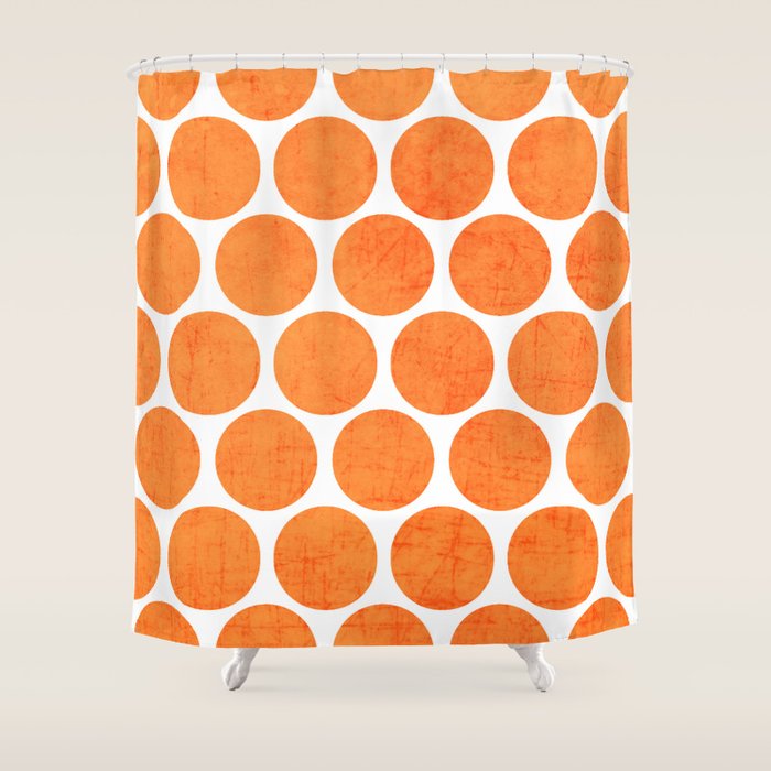 orange polka dots Shower Curtain Gallery Image 1