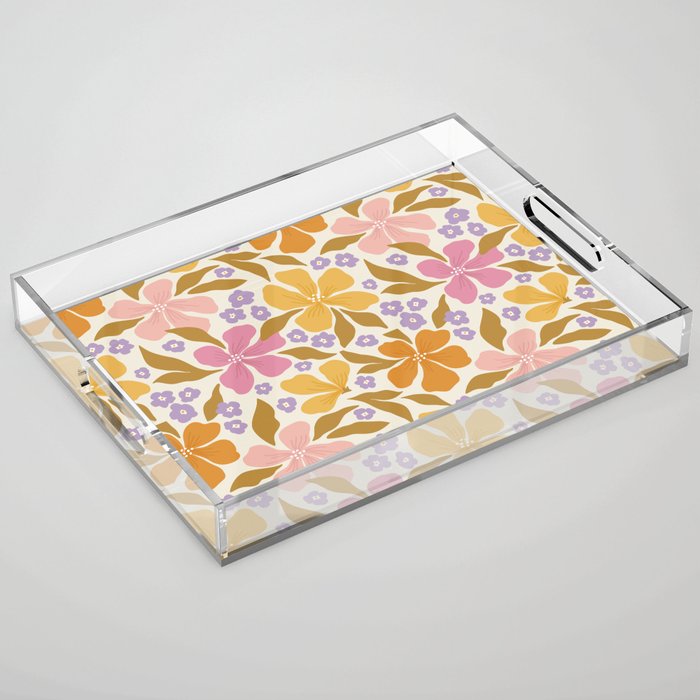 Groovy flowers Acrylic Tray Gallery Image 1