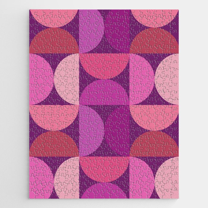 Mid Century Modern Shapes - Pink Magenta Jigsaw Puzzle Gallery Image 1