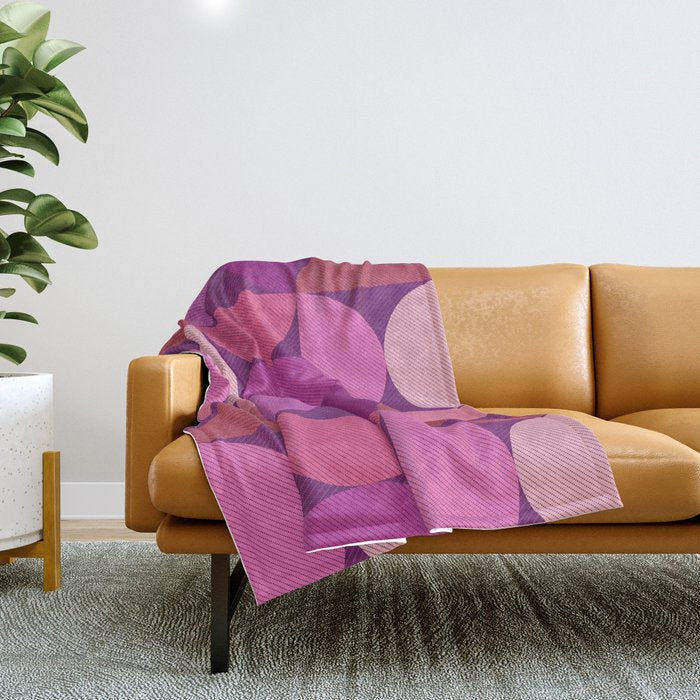 Mid Century Modern Shapes - Pink Magenta Throw Blanket Gallery Image 1