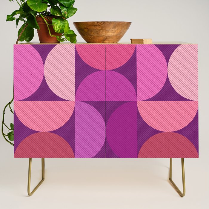 Mid Century Modern Shapes - Pink Magenta Credenza Gallery Image 1