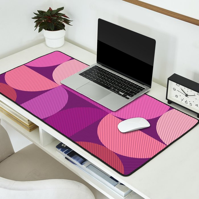Mid Century Modern Shapes - Pink Magenta Desk Mat Gallery Image 2