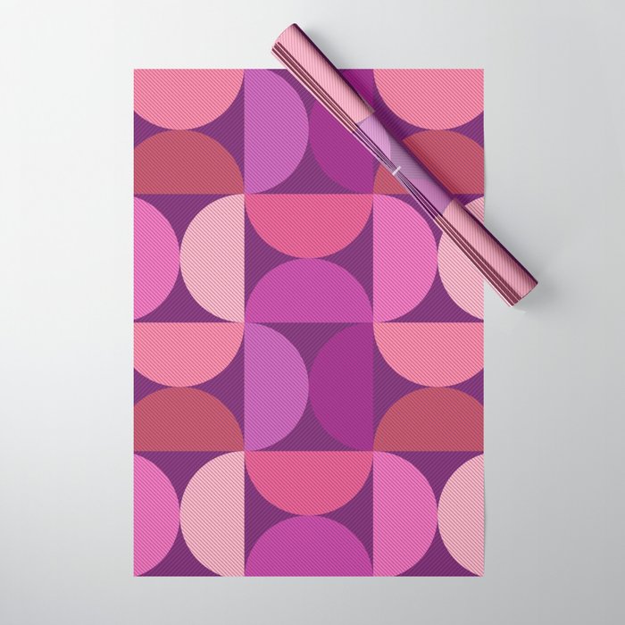Mid Century Modern Shapes - Pink Magenta Wrapping Paper Gallery Image 1