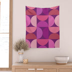Mid Century Modern Shapes - Pink Magenta Wall Tapestry Gallery Image 2