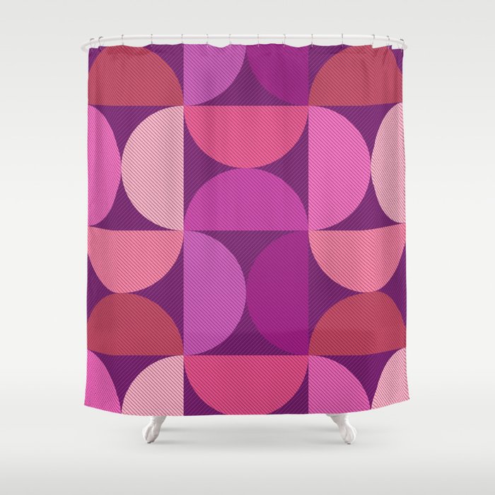 Mid Century Modern Shapes - Pink Magenta Shower Curtain Gallery Image 1