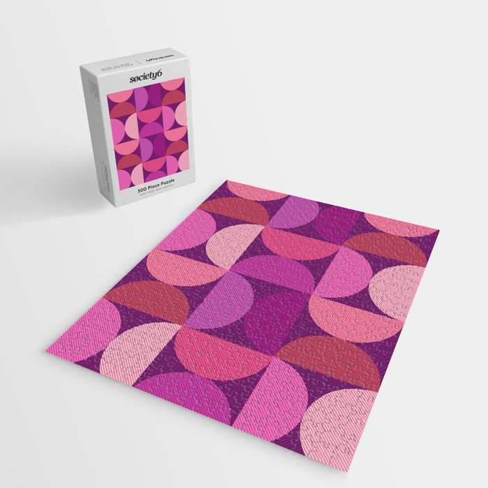 Mid Century Modern Shapes - Pink Magenta Jigsaw Puzzle Gallery Image 2