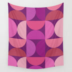 Mid Century Modern Shapes - Pink Magenta Wall Tapestry Gallery Image 4