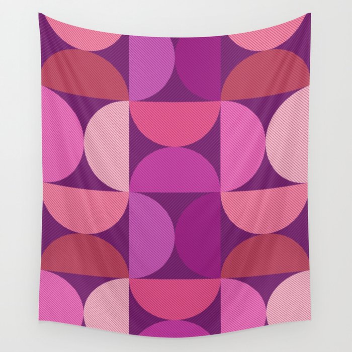 Mid Century Modern Shapes - Pink Magenta Wall Tapestry Gallery Image 4