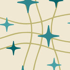 Mid Century Modern Cosmic Star Pattern 693 Cream Turquoise Olive Coffee Mug Gallery Image 2