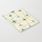 Mid Century Modern Cosmic Star Pattern 693 Cream Turquoise Olive Notebook Gallery Image 2