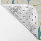 Mid Century Modern Cosmic Star Pattern 693 Cream Turquoise Olive Bath Mat Gallery Image 2