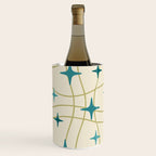 Mid Century Modern Cosmic Star Pattern 693 Cream Turquoise Olive Wine Chiller Gallery Image 1
