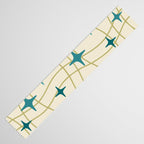 Mid Century Modern Cosmic Star Pattern 693 Cream Turquoise Olive Table Runner Gallery Image 3