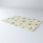 Mid Century Modern Cosmic Star Pattern 693 Cream Turquoise Olive Rug Gallery Image 3