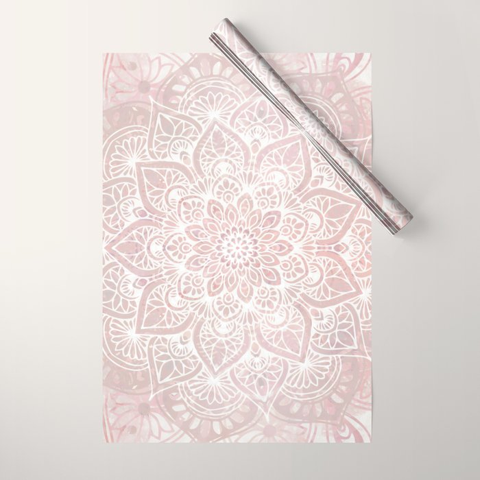 Mandala Yoga Love, Blush Pink Floral Wrapping Paper Gallery Image 1