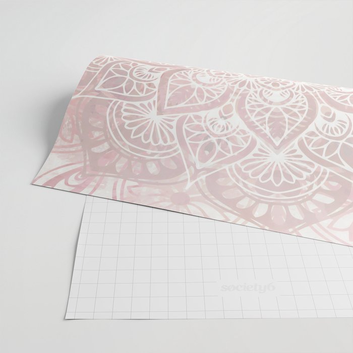 Mandala Yoga Love, Blush Pink Floral Wrapping Paper Gallery Image 2