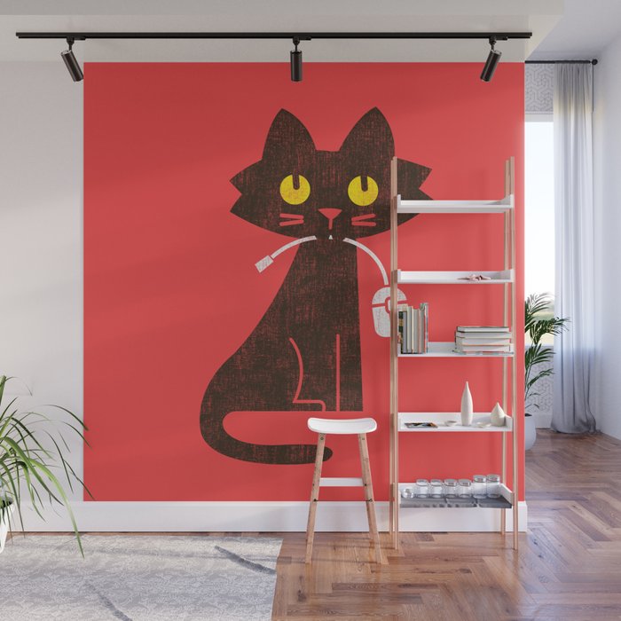 Fitz - Hungry hungry cat (and unfortunate mouse) Wall Mural Gallery Image 1
