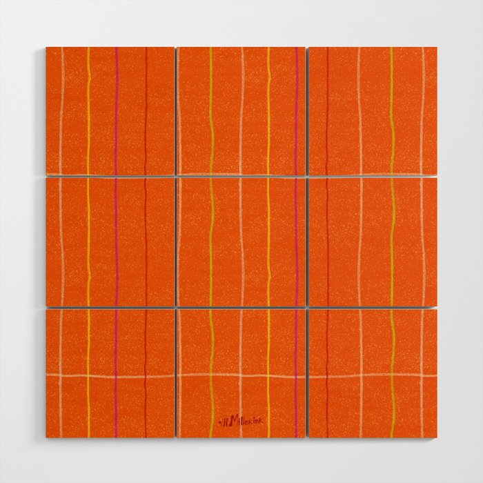 Textured Picnic Pattern in Poppy Red Wood Wall Art Gallery Image 1