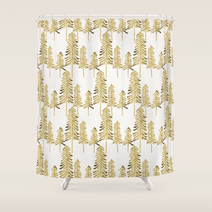 Pine Trees - Gold Palette Shower Curtain Gallery Image 1