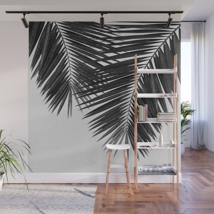 Palm Leaf Black & White II Wall Mural Gallery Image 1